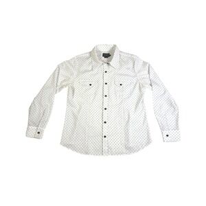 Pendleton Womens White Black Polka Dot‎ Button Down Shirt Long Sleeve Size 14